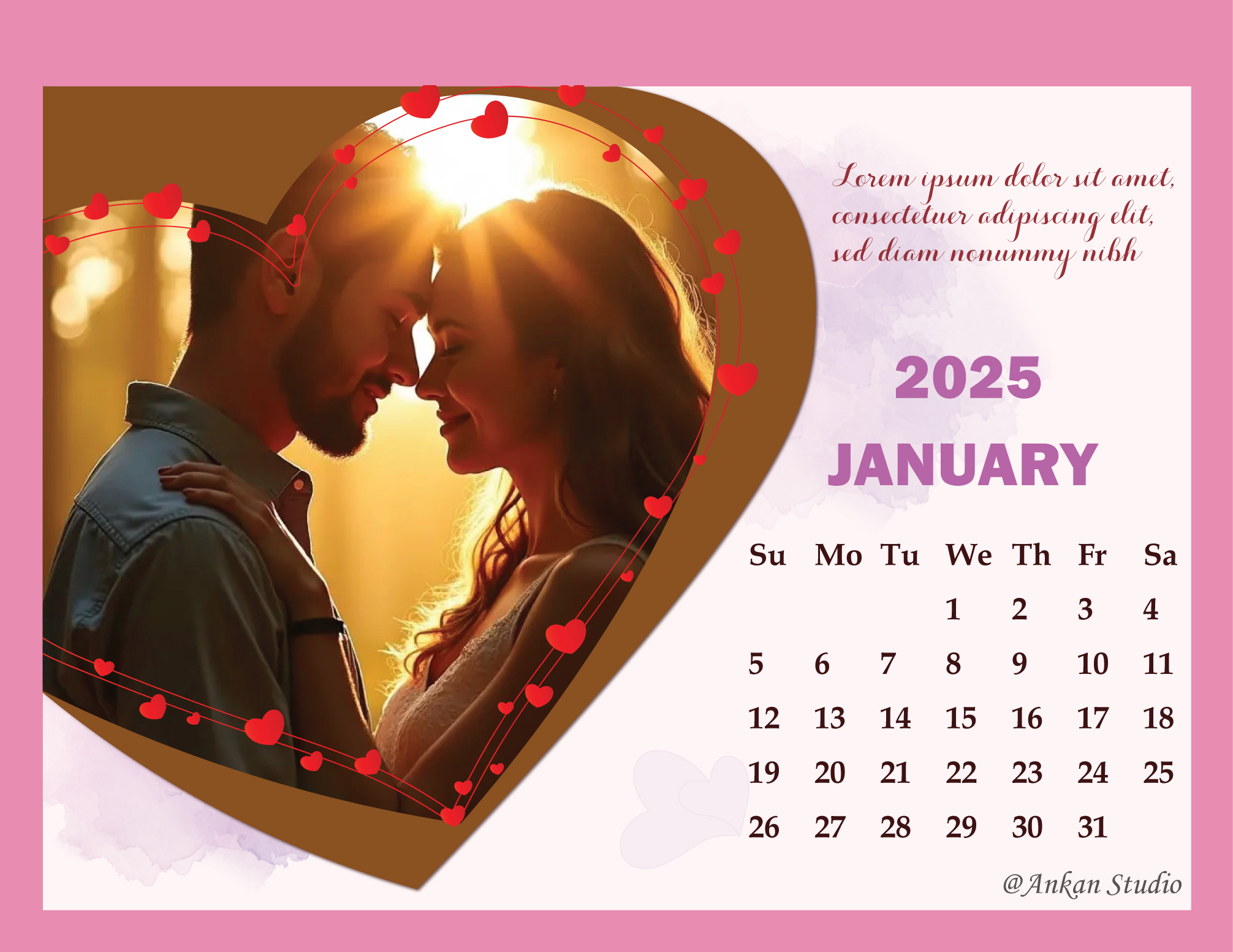 Personalized Calendar | Couple Calendar | Anniversary Calendar | Desktop Calendar 2025 | Couples Photos Theme - Image 3